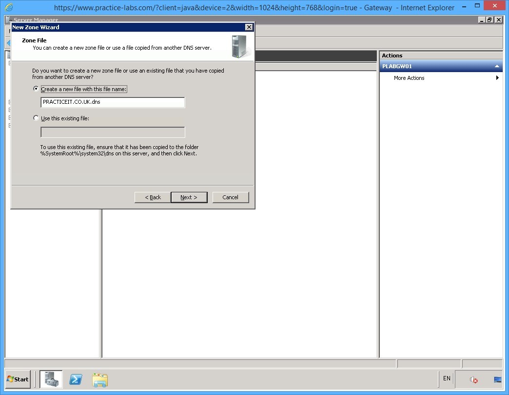 Practice Labs screenshot.